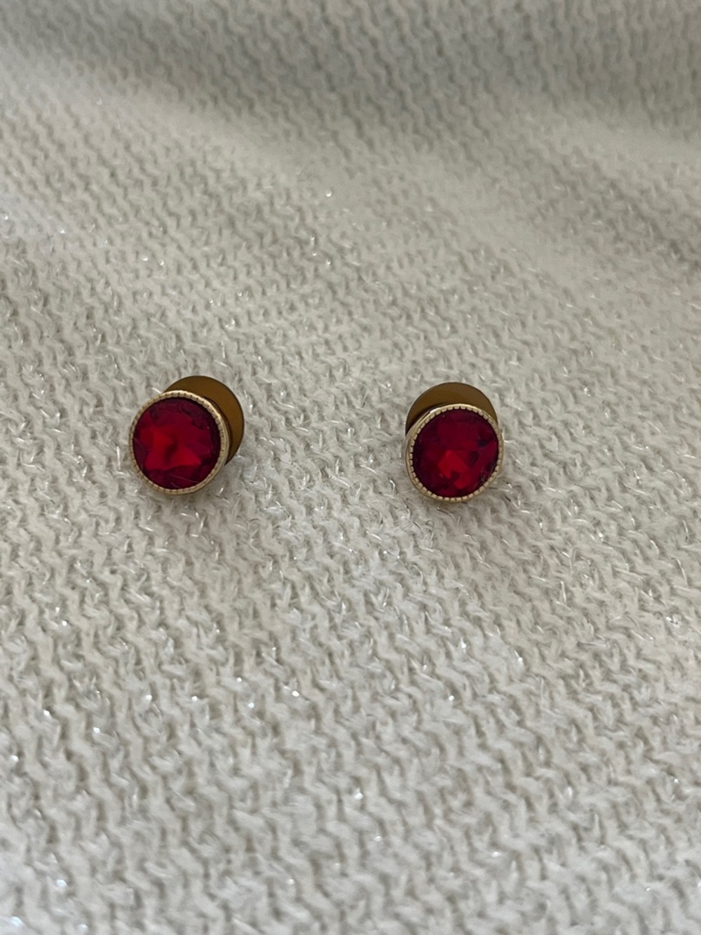 Monet Gold-Tone Earrings with Red Crystal Centers